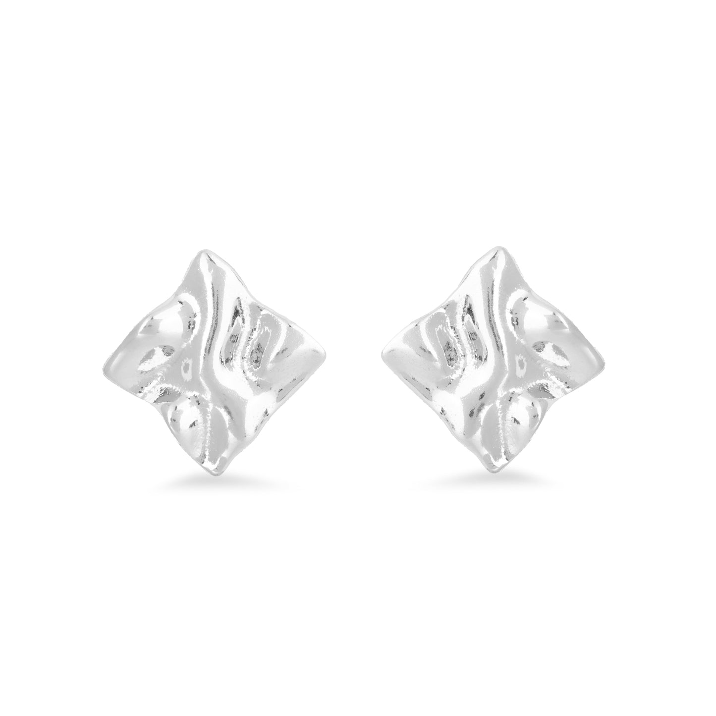 SURFACING EARRINGS rhodium-plated sterling silver studs, organic textured surface