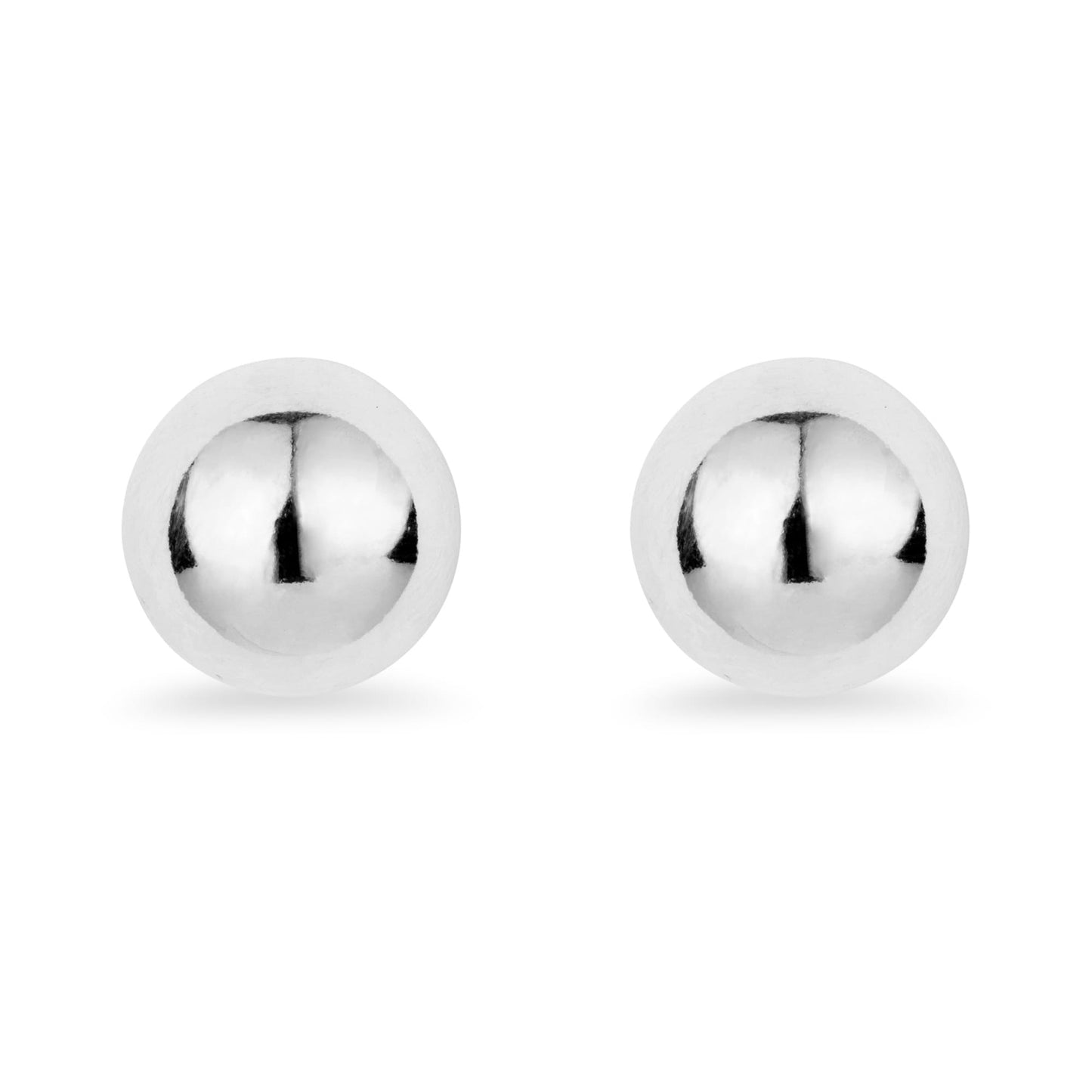 GLOW EARRINGS rhodium-plated sterling silver studs, 14mm round smooth finish