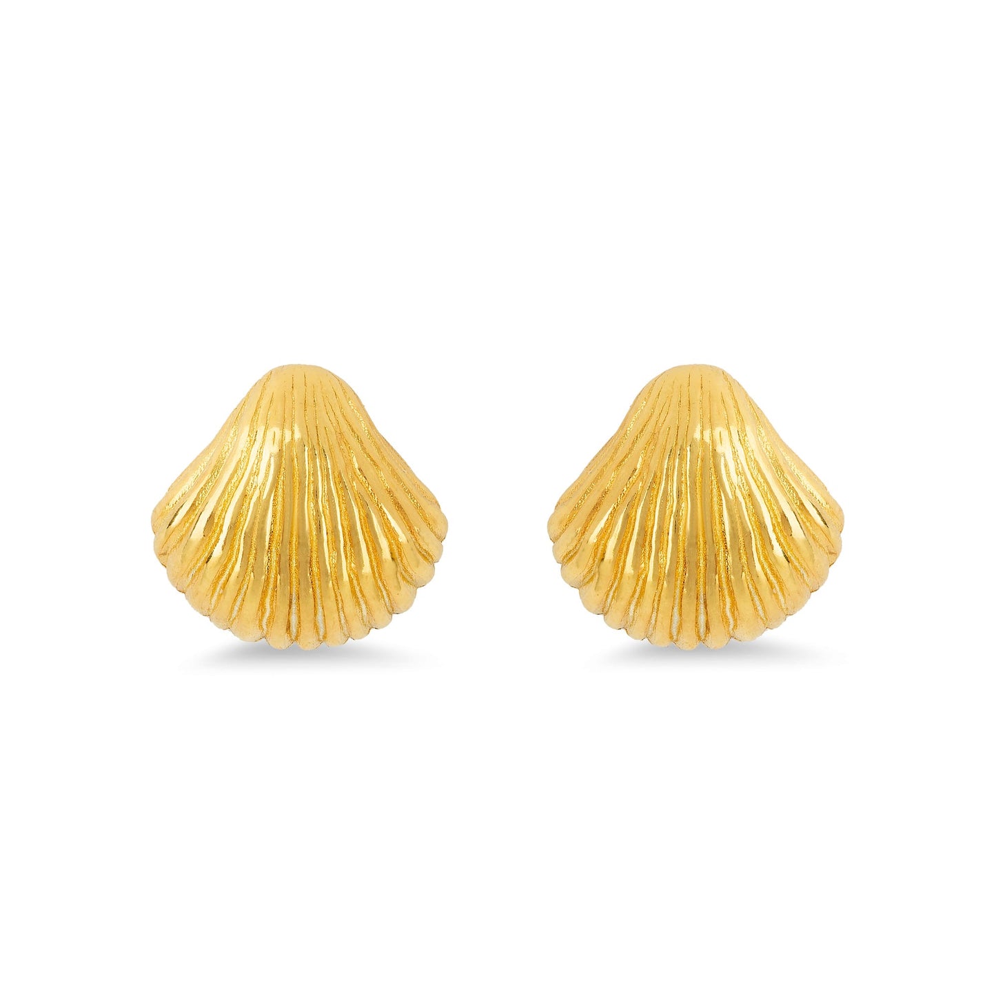 SCALLOP EARRINGS 24k gold-plated sterling silver studs, shell-inspired textured design