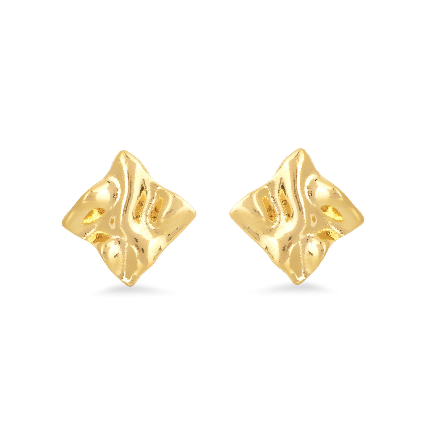 SURFACING EARRINGS 24k gold-plated sterling silver studs, 17mm wavy square design