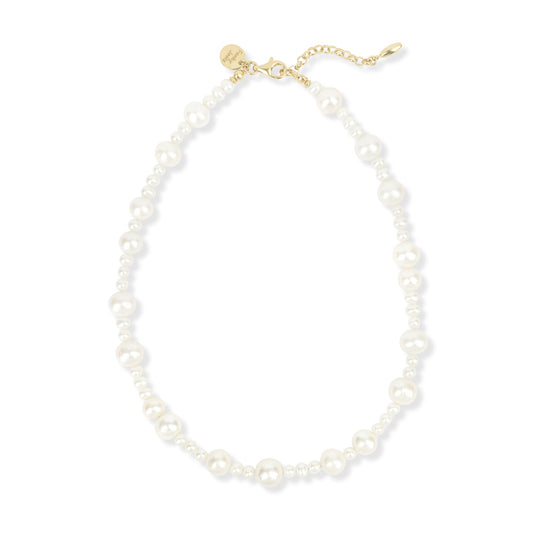 PEARLY NECKLACE freshwater pearls in variety of sizes, 925 sterling silver