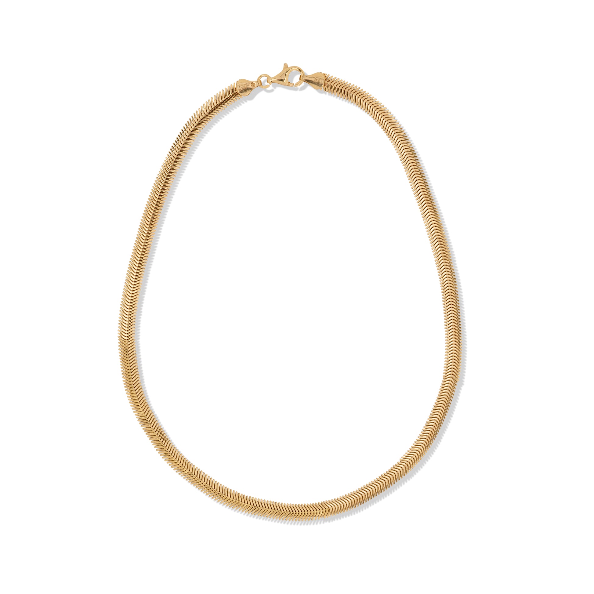 SNAKE BONE CHAIN 24k gold-plated sterling silver snake chain necklace, 42cm length