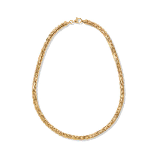 SNAKE BONE CHAIN 24k gold-plated sterling silver snake chain necklace, 42cm length