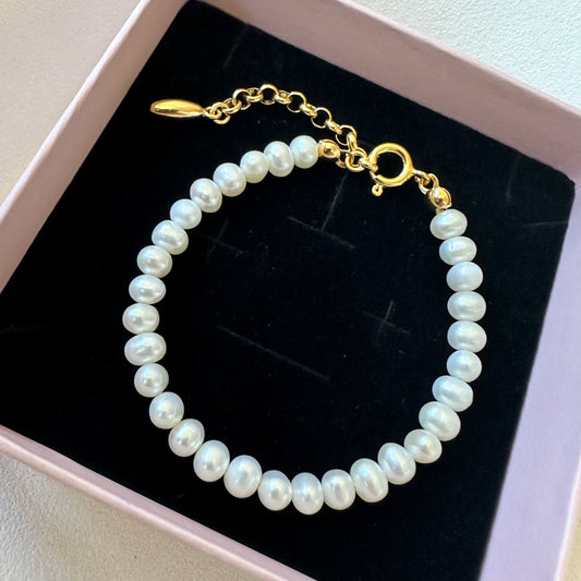 SIMPLE PEARL BRACLET freshwater pearl in 925 sterling silver, gold or rhodium plated
