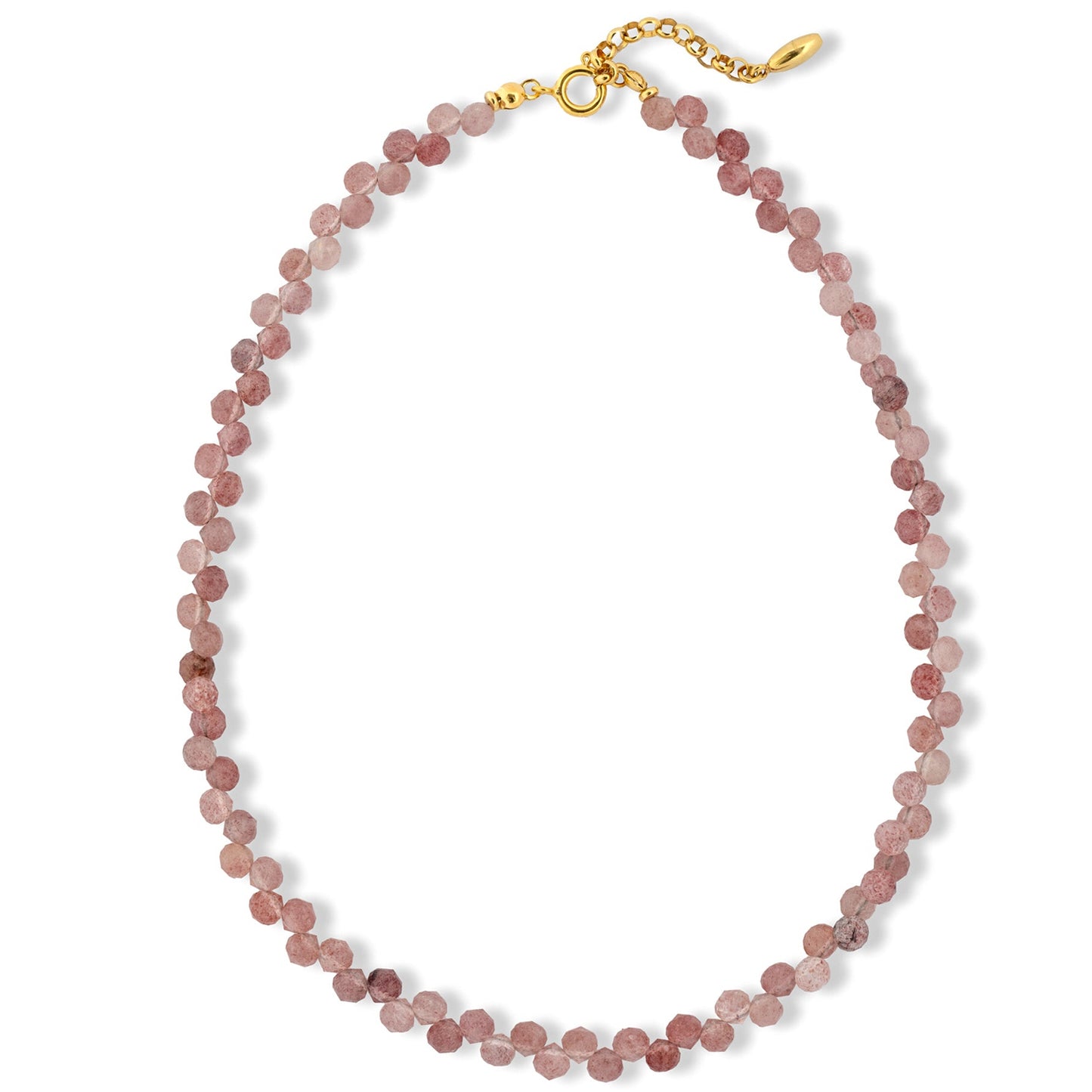 BLUSH NECKLACE - Natural Strawberry Quartz Faceted Beads necklace by moné, handcrafted in London